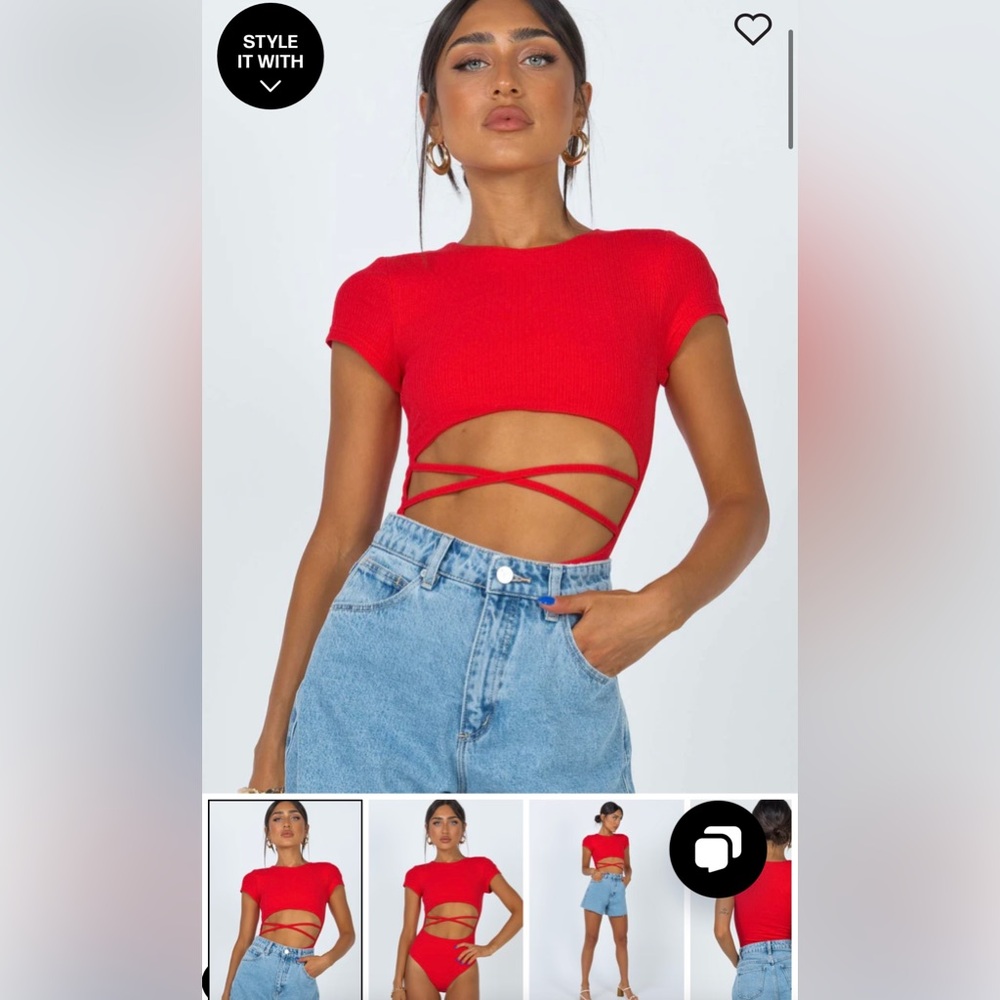 NICOLA BODYSUIT RED SIZE 2 PRINCESS POLLY